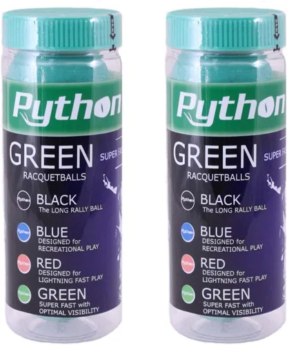 Python 3-Ball Can (verde) bolas de raqueta (súper rápidas con visibilidad óptima)