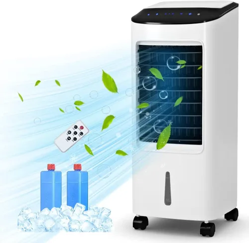 ARLIME Enfriador de aire evaporativo, ventilador de aire acondicionado portátil 3 en 1 y humidificador, 3 velocidades de viento, 3 modos, pantalla