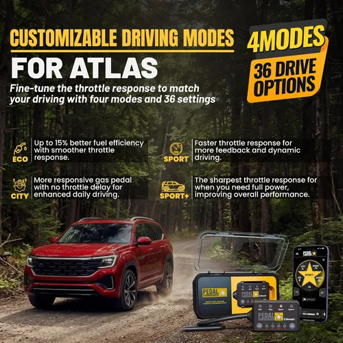 Miniatura 5 de PEDAL COMMANDER Controlador de respuesta del acelerador para Volkswagen Atlas 2018-2025, antirrobo, 4 modos de conducción, control de aplicación