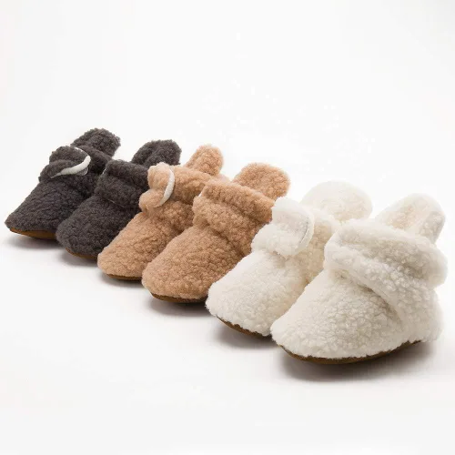 Miniatura 2 de Oamico Botines de algodón para recién nacido, suela suave, para invierno, cálidos, para niños pequeños, acogedores, de forro polar, zapatos de casa