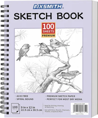 Miniatura 15 de FIXSMITH Cuaderno de bocetos de 5.5"X8.5" 100 hojas (68 lb/100gsm) Cuaderno de bocetos Papel de dibujo libre de ácido Bloc de bocetos de Negro