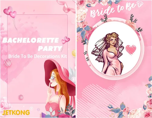 Miniatura 6 de JETKONG 3 Piezas Decoraciones de Despedida de Soltera Corona de Ducha Nupcial, Banda y Velo de Novia para Mujeres Regalos de Despedida de Soltera