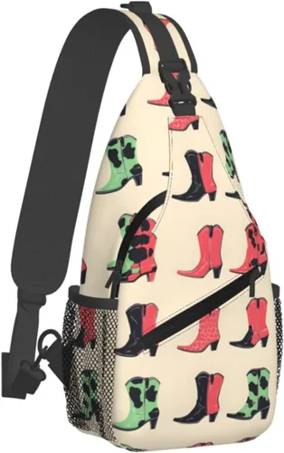 Small Crossbody Bags for Women Men - Colorful Boots Vintage Print Adjustable Shoulder Bag Fanny Packs Belt Sling Bag Crossbody Purses Backpack for