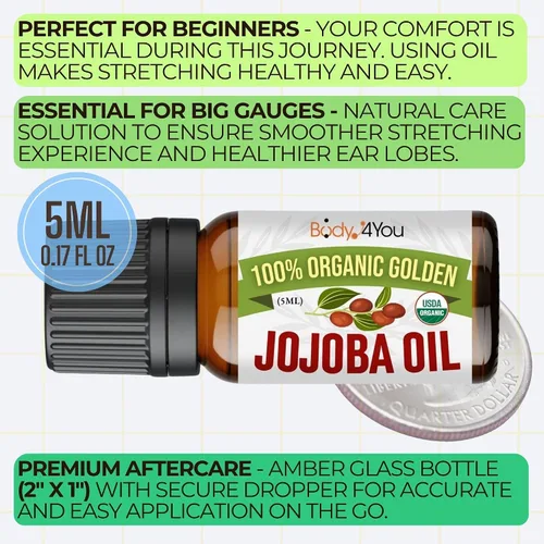 Miniatura 3 de BodyJ4You kit de 37 piezas de diferente calibre para dilatar perforaciones de oreja, aceite de jojoba, 14G-00G, acero quirúrgico