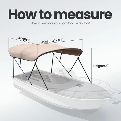Miniatura 6 de KING BIRD Toldo Superior de Barco Bimini de 3-4 Arcos Protección Solar Toldo de Barco Impermeable Marco de Aluminio Inoxidable de 1 Pulgada 46