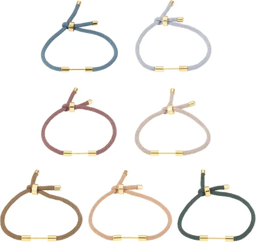 Miniatura 24 de 10 piezas de pulseras de cordón de nylon torcido para hacer joyas ajustables con deslizadores con accesorios de latón dorado para accesorios