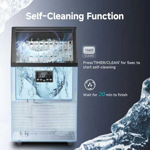 Miniatura 6 de EUHOMY Máquina comercial para hacer hielo creciente, hielo en forma de luna, máquina de hielo bajo encimera de acero inoxidable de 100 libras/24