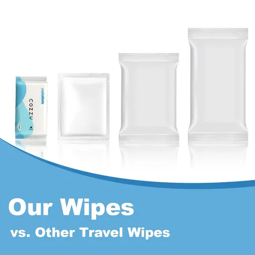 Miniatura 6 de COZZY Toallitas desechables de viaje, hipoalergénicas y sin perfume con 99.6% de agua, sin alcohol, a base de plantas, esenciales de viaje
