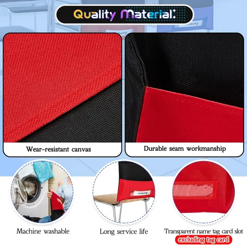 Miniatura 3 de Maitys 24 bolsillos de almacenamiento para sillas de 16 x 19 pulgadas, organizador grande para asientos de aula, almacenamiento de asientos de 8