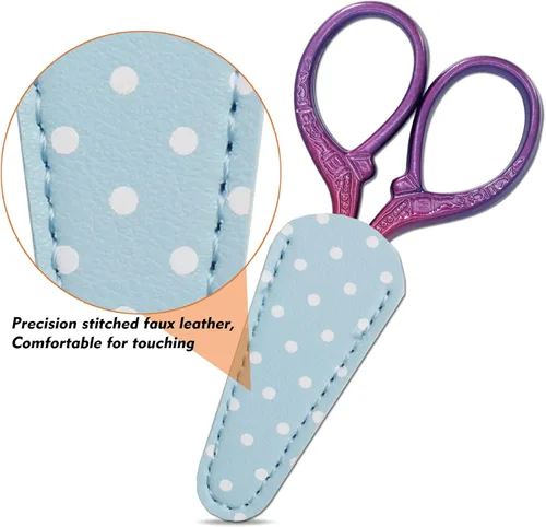 Miniatura 3 de Tijeras de 3.6 pulgadas para costura y manualidades, de acero inoxidable, con funda de cuero para punto de cruz, corte de papel, artesanía, trabajo