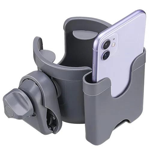 Miniatura 10 de Suranew - Portavasos universal para cochecito, portabebidas ajustable con soporte para teléfono para cochecito de bebé, silla de ruedas, andador