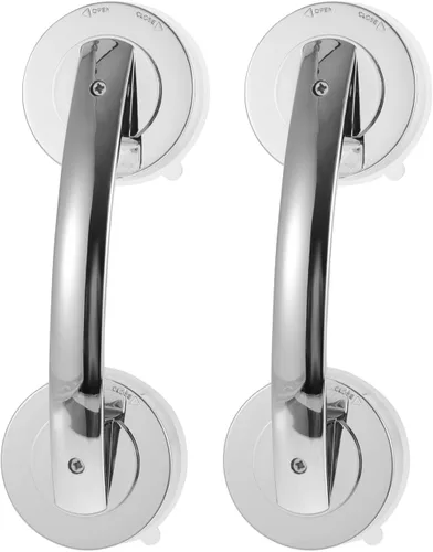 Manijas de puerta con ventosa, paquete de 2 barras de agarre portátiles para puertas de cristal de ducha, fácil de instalar en superficies lisas,
