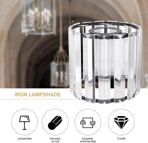 Miniatura 8 de Pantalla de cristal para lámpara de tambor, pantalla de cristal transparente, pantalla de repuesto en forma de cilindro, moderna cubierta de luz
