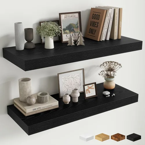 Miniatura 40 de Estantes flotantes de 48 pulgadas para pared, estante de chimenea de 10 pulgadas de profundidad, estantes flotantes de madera para pared, estantes