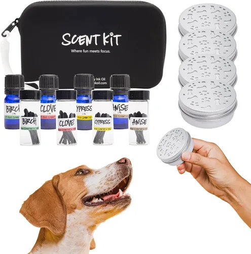 Ink Oil - Kit de inicio de trabajo de aroma para cachorros I Kit de entrenamiento AKC I Complete Nose Scentwork - Anís, abedul, clavo y ciprés I Kit