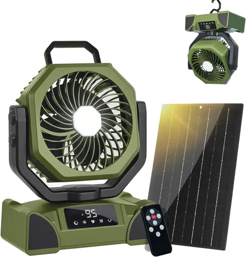 Miniatura 11 de Ventilador de camping portátil de 20000mAh, ventilador recargable alimentado por batería con control remoto y oscilación, pantalla LED, luz