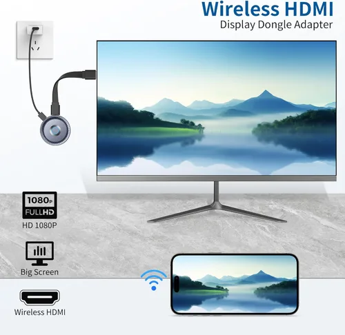 Miniatura 2 de TPUFO Adaptador inalámbrico HDMI para pantalla Dongle, transmisor inalámbrico, transmisión de vídeo/audio/archivo, extensor inalámbrico HDMI