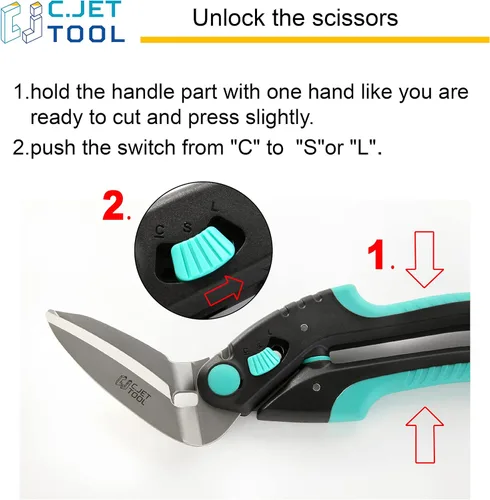 Miniatura 2 de C.JET TOOL Cortador de alfombras resistente de 10 pulgadas, tijeras industriales, multiusos, acero inoxidable profesional de agarre suave (turquesa)