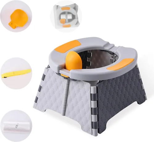 Miniatura 8 de Orinal portátil para viajes de niños pequeños, silla de entrenamiento para ir al baño con bolsa de viaje, inodoro de entrenamiento para ir al aire