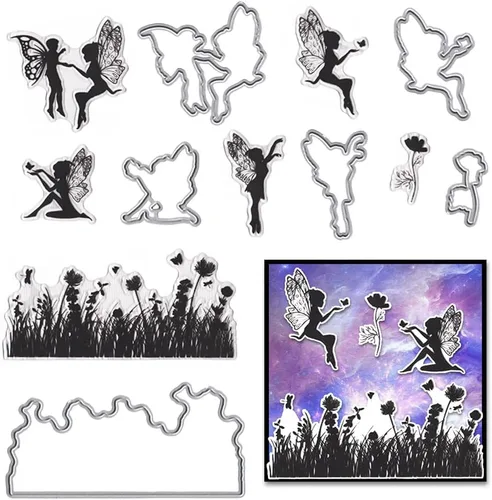 Miniatura 7 de Hying Sellos transparentes y troqueles de corte para hacer tarjetas y decoraciones de álbumes de fotos, regalos, flores, sellos de goma Estilo 3