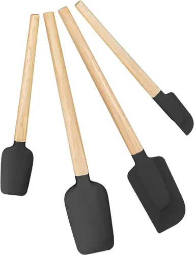 Juego de espátulas de silicona, espátulas de goma de grado alimenticio, 4 espátulas de goma antiadherentes, cuchara, raspador de tarros para