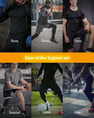 Miniatura 8 de BOOMCOOL 5 piezas de ropa de gimnasio para hombres, conjuntos de entrenamiento