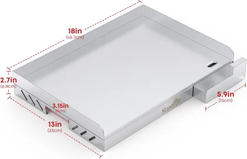 Miniatura 4 de Stanbroil Plancha Universal de Acero Inoxidable con Refuerzo Cruzado de Calor Uniforme para Parrillas BBQ de Carbón/Gas, Camping, Tailgating