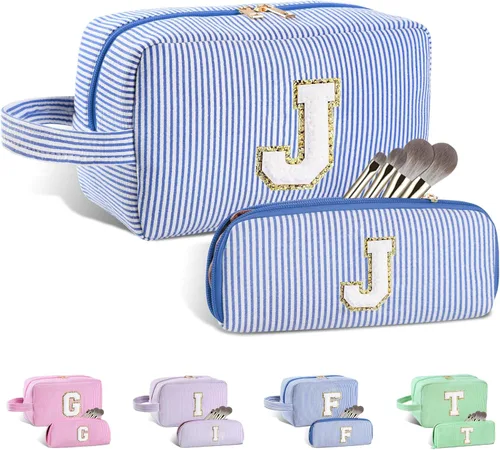 Miniatura 173 de Regalos personalizados para mujeres, bolsa de maquillaje con inicial, bolsa de maquillaje de viaje, bolsa de cosméticos, bolsa de artículos