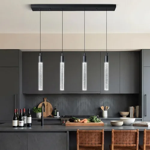 Miniatura 23 de Iluminación de Isla de Cocina Accesorio de Luz Moderna Lámpara Colgante Dorada Regulable LED Acabado de Latón Mini Luces Colgantes de Cristal