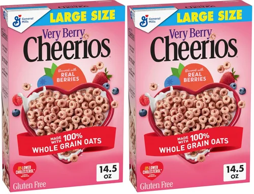Cereal de desayuno Very Berry Cheerios sin gluten, caja de 14.5 onzas (paquete de 2)