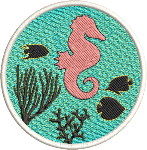 Parche bordado de peces de caballo de mar, apliques bordados para planchar o coser, diseño náutico de criaturas marinas y oceánicas, playa,