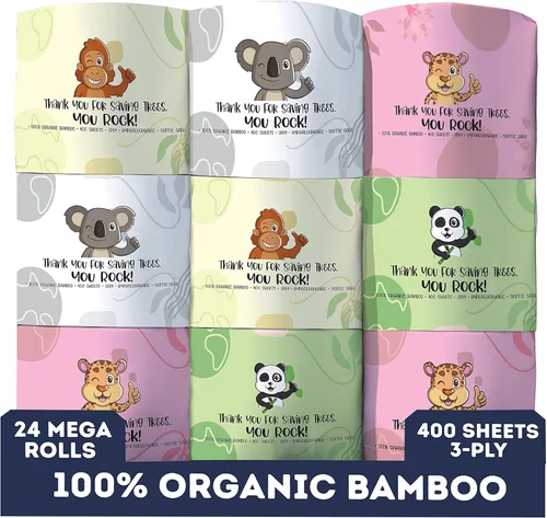 Miniatura 9 de MOTHER EARTH Papel higiénico de bambú, ultra suave y fuerte, papel de baño de 3 capas, 400 hojas por rollo, hipoalergénico y seguro para sépticos