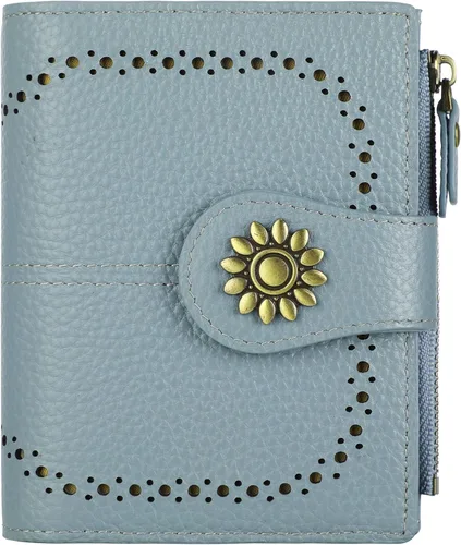 Miniatura 23 de Lavemi Cartera de Piel para Mujer Pequeña Compacta con Bloqueo RFID Estuche para Tarjetas de Crédito Monedero con Bolsillo con Cremallera Small
