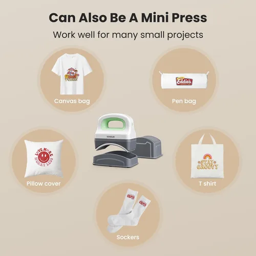 Miniatura 7 de EENOUR - Máquina de prensado térmico para gorras, mini prensa de calor para gorras con 3 niveles de calefacción y apagado automático, prensa fácil