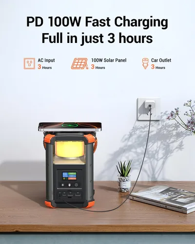 Miniatura 7 de BLAVOR Estación de energía portátil, generador para exteriores de 236.8 Wh/64,000 mAh, generador pequeño de carga rápida bidireccional USB C de 100