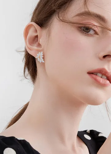 Miniatura 6 de UILZ Aretes de boda de marquesa para novias de dama de honor, aretes dorados de circonita cúbica para mujer, joyería de fiesta de graduación, regalo