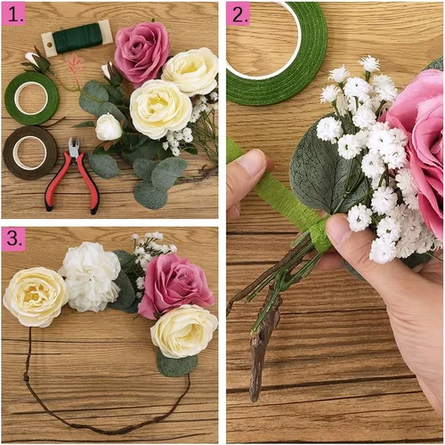 Miniatura 9 de Supla Kit de arreglos florales, herramientas florales, cortador de alambre, alambre floral, calibre 26 y calibre 22, cintas florales verdes
