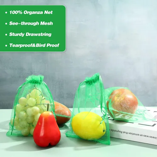 Miniatura 6 de 100 bolsas de protección de frutas, bolsas de red de frutas para árboles frutales, cubierta de jardín frutal, bolsa de malla de 5 x 7 pulgadas