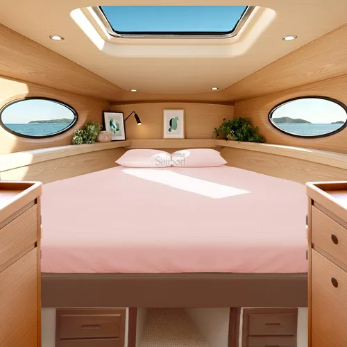 Miniatura 16 de Universal V Berth - Juego de sábanas de 4 piezas para barco, 100% algodón egipcio, la mejor ropa de cama de barco V, se adapta a colchones de hasta