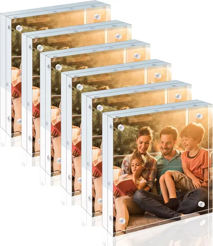Miniatura 25 de Egofine Marco acrílico de 3.5 x 5, marco transparente sin marco de 0.787 in más grueso, marco de fotos magnético de doble cara, pantalla