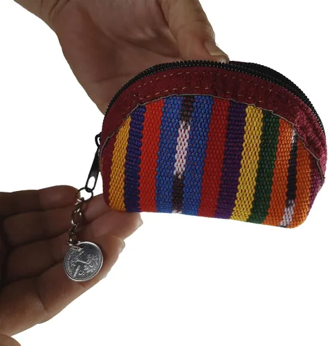 Miniatura 6 de Llavero de tela Maya hecho a mano Pequeña bolsa con cremallera para mujer