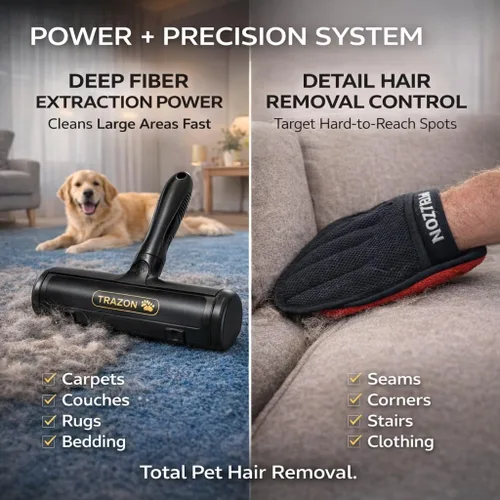 Miniatura 2 de Sistema de eliminación de pelo de mascotas – Rodillo reutilizable y removedor de pelusa para pelo de mascotas en alfombras, sofás y muebles +