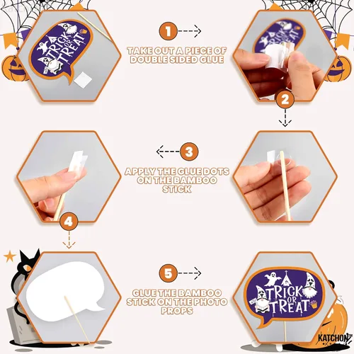 Miniatura 7 de KatchOn, Juego de accesorios para cabina de fotos de Halloween, paquete grande de 24, accesorios de fotos de Feliz Halloween para sesión de fotos