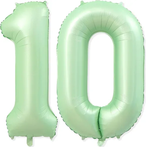 Miniatura 6 de 1 globo de aluminio verde claro de 40 pulgadas, globos gigantes de helio número 1 para niños y niñas, decoraciones de primer cumpleaños, baby
