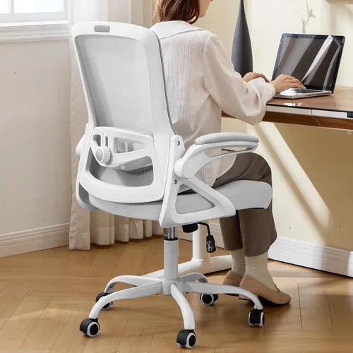 Miniatura 10 de Silla de oficina ergonómica, silla de escritorio con soporte lumbar ajustable, sillas de computadora cómodas de malla transpirable con reposabrazos