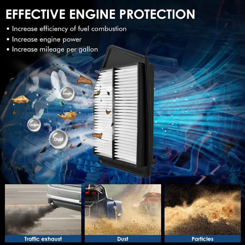 Miniatura 3 de KURIMUP Filtro de aire de repuesto para motor CA11476, la filtración eficiente ofrece un 99% de purificación de aire, apto para Honda Accord L4 2.4L