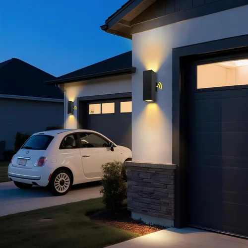 Miniatura 4 de Paquete de 2 lámparas de exterior del atardecer al amanecer, luz de porche moderna color negro mate IP65, bombillas LED de 3000 K, accesorios