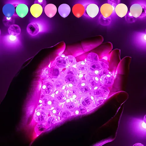 Miniatura 22 de Aogist 50 Piezas Luces para Globos Azules con Aro para Colgar, Mini Lámpara de Bola Redonda Pequeña Luz LED para Linternas de Papel y Vidrio