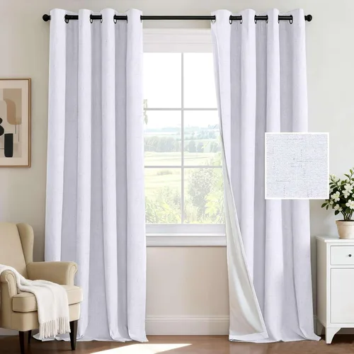 Miniatura 91 de H.VERSAILTEX - Cortina opaca 100 % de lino de 108 pulgadas de largo para dormitorio, con aislamiento térmico, lino texturizado, ahorro de energía
