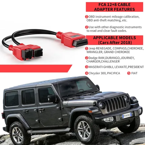 Miniatura 3 de Adaptador de cable FCA 12+8 para Chrysler 12+8 conector de cable de programación, OBD2 adaptador de cable de derivación de seguridad
